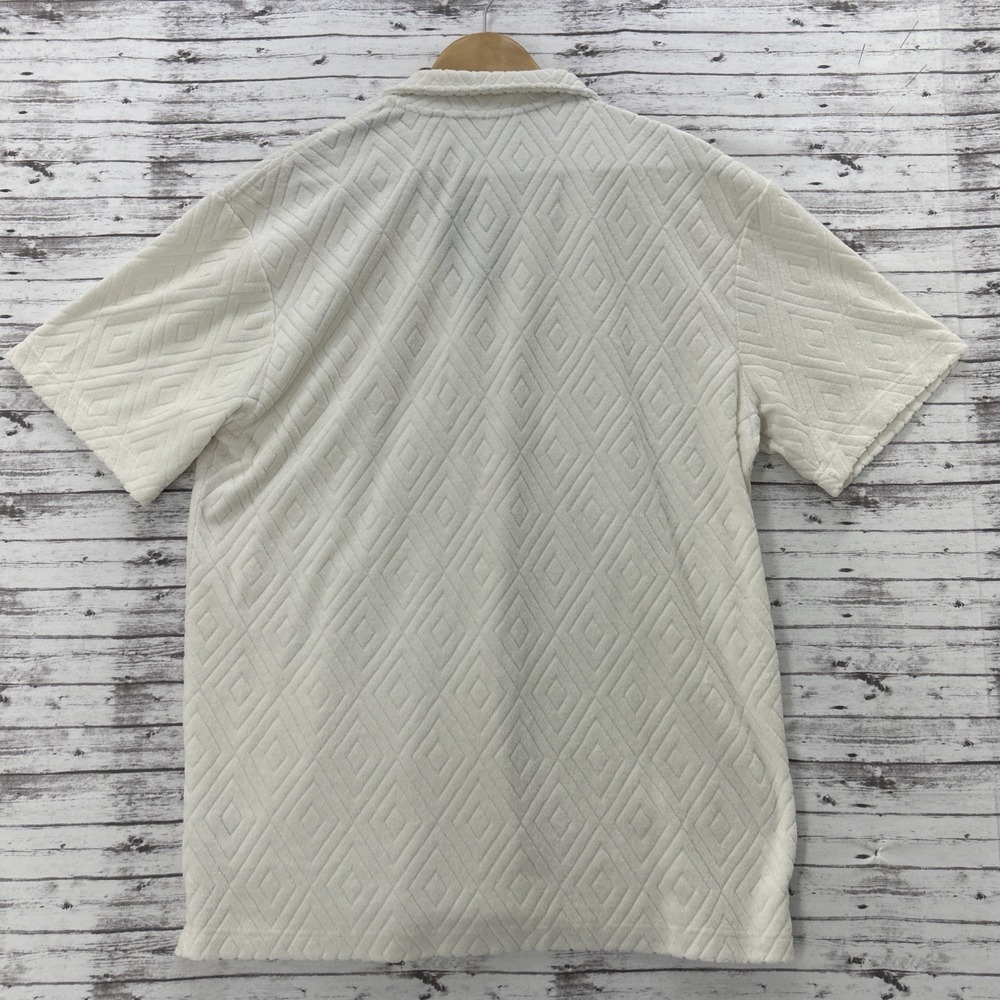 Kenneth Cole The Short Sleeve Terry Shirt Men XL Techni-Cole Camel Diamond Beige - Picture 3 of 10
